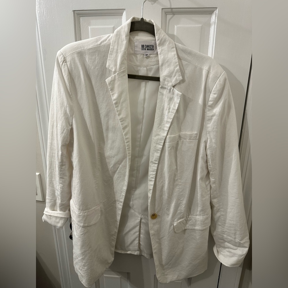 BB Dakota White Linen Blazer